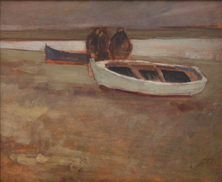 LORENZO VIANI, Sul mare, Olio su compensato Anno 1908 Dim. 33,5x41 Opera...