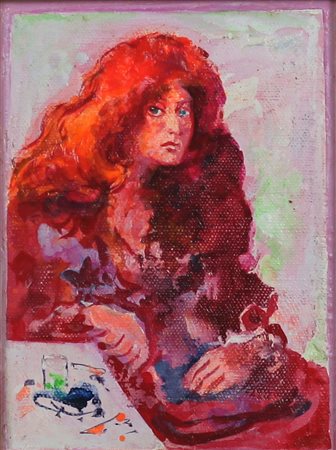 ALIGI SASSU, Figura, Olio e acrilico su tela su cartoncino Anno 1984 Dim....