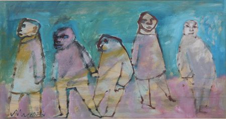 MINO MACCARI, Senza titolo, Olio su tavola Anni 75/80 Dim. 26x49 Opera...