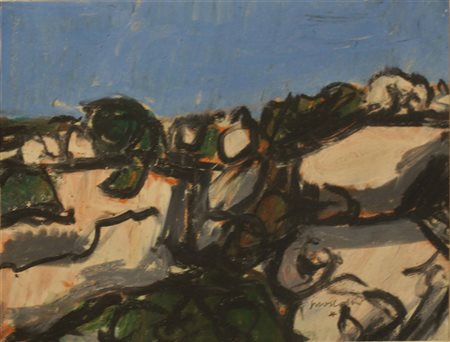 ENNIO MORLOTTI, Rocce, Pastello su carta Anno 1980 Dim. 33x25 Autentica su...