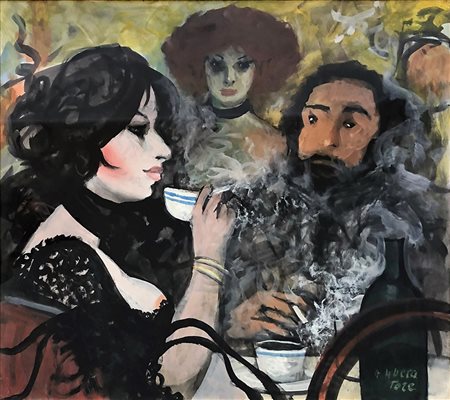 FAUSTO MARIA LIBERATORE, Senza titolo, Olio su cartone Anni 90 Dim.60x70...