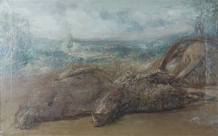 GIOVANNI BARBISAN, Senza titolo, Olio su tela Anni 80 Dim. 50x80 Autentica su...