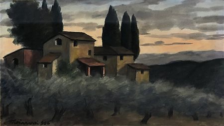 NINO TIRINNANZI, Senza titolo, Olio su tela Anno 1986 Dim. 27X50 Autentica su...