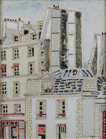 ORFEO TAMBURI, Parigi, Olio su cartone Anno 1982 Dim. 28x22 Autentica su foto...