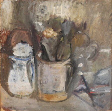 MARIO MARCUCCI, natura morta, Olio su tavola Anno 1952 Dim. 48X48