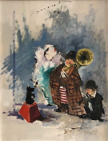 CESARINO MONTI, Senza titolo, Tecncia mista su tela Dim. 80x60 Firmato in...