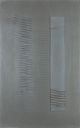 GIOVANNI CAMPUS, Senza titolo, Tecnica mista e applicazioni su tavola Dim. 80X50