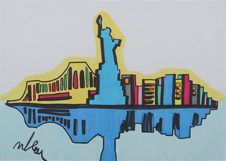 MARCO LODOLA, Senza titolo, Tecnica mista su cartoncino Anni 2000 Dim. 30x42...