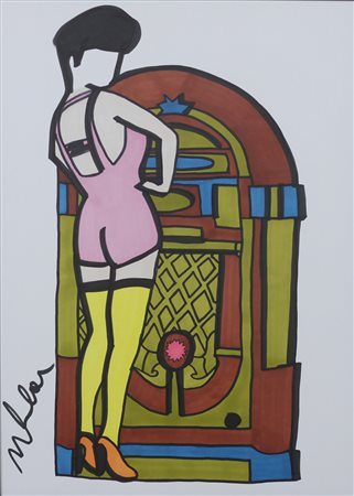 MARCO LODOLA, Senza titolo, Tecnica mista su cartoncino Anni 2000 Dim. 42x30...