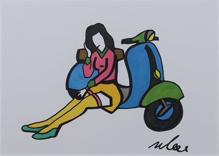 MARCO LODOLA, Senza titolo, Tecnica mista su cartoncino Anni 2000 Dim. 30x42...