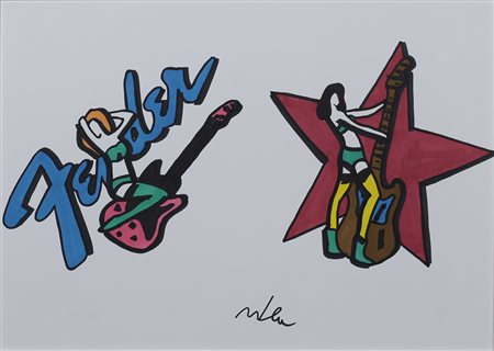 MARCO LODOLA, Senza titolo, Tecnica mista su cartoncino Anni 2000 Dim. 30x42...