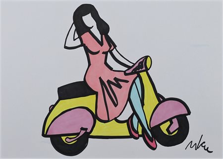 MARCO LODOLA, Senza titolo, Tecnica mista su cartoncino Anni 2000 Dim. 30x42...