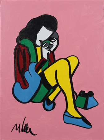 MARCO LODOLA, Senza titolo, Smalti su tela Anni 2000 Dim. 40x30 Autentica su...