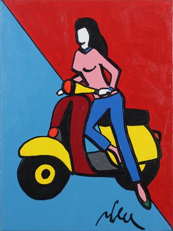 MARCO LODOLA, Senza titolo, Smalti su tela Anni 2000 Dim. 40x30 Autentica su...