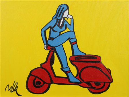 MARCO LODOLA, Senza titolo, Smalti su tela Anni 2000 Dim. 30x40 Autentica su...