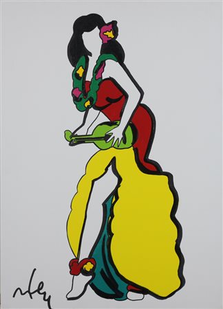 MARCO LODOLA, Senza titolo, Smalti su tela Anni 2000 Dim. 70x50 Autentica su...