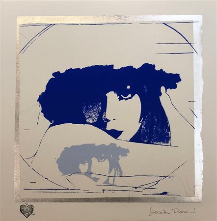 GIOSETTA FIORONI, Doppio Liberty Blue e Azzurro, Serigrafia materica con...