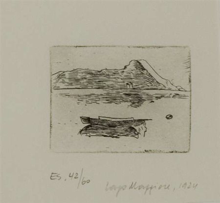 Carlo Carrà Lago Maggiore – 1924 acquaforte,es. 42/60 cm. 7x9 l'inciso - cm....