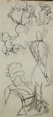 Mario Sironi Figura maschile – 1940 inchiostro su carta intelata cm. 66x30...
