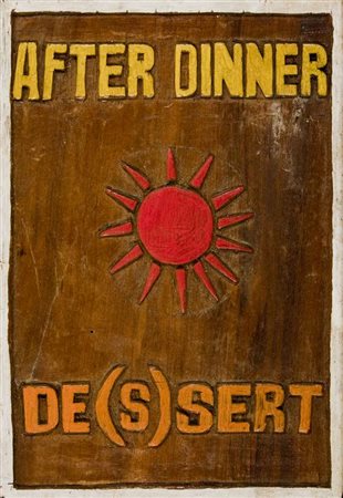 Sarenco After dinner – 1998 tecnica mista e intarsio su tavola cm. 30x21...