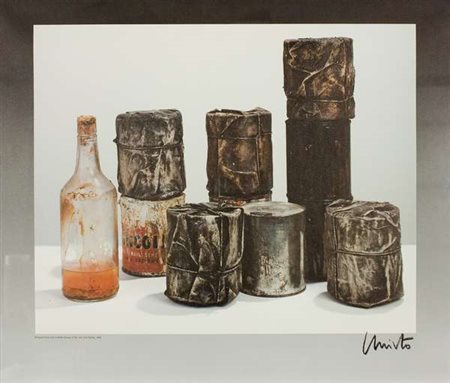 Christo Wrapped Cans and a Bottle (Group of ten and one bottle) – 1958...