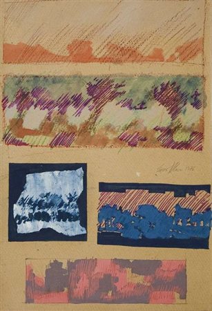 Enzo Mari Senza titolo – 1976 tecnica mista su carta intelata cm. 58x40 Firma...