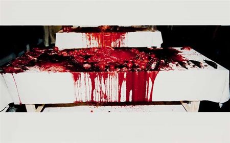 Hermann Nitsch Performance – 2003 fotografia a colori,es. 22/200 cm. 19x30...