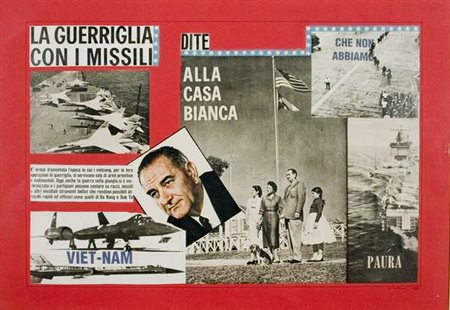 Eugenio Miccini La guerriglia con i missili – 1968 collage su cartoncino cm....
