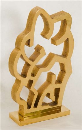 Pietro Consagra Traforata fusione in bronzo dorato, es. 26/45 cm. 29x18x6...