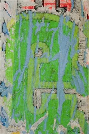 Mimmo Rotella E.E. – 1964 decollage su tela cm. 60x40 Firma in basso a dx...