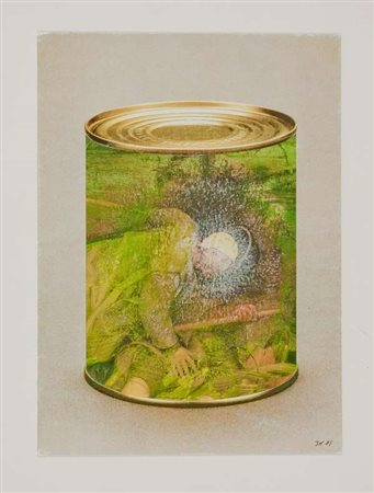 Jiri Kolar Conserve – 1987 collage su cartoncino cm. 26x18 Firma in basso a...
