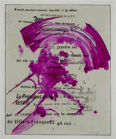 Gianni Bertini Senza titolo – 1957 tecnica mista su carta cm. 44x37 Firma in...