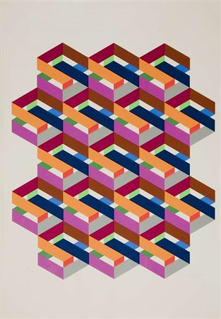 Franco Grignani Senza titolo Serigrafia, es.28/100 cm. 100x70 Firma in basso...