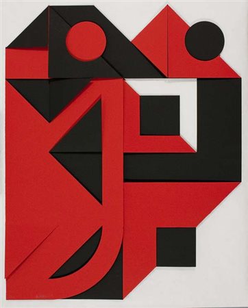 Enrico Castellani Nero-rosso – 1999 multiplo su carta Fedrigoni accoppiata...