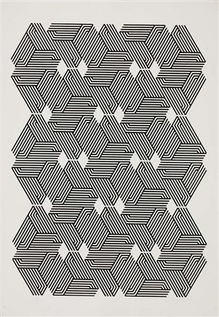 Franco Grignani Senza titolo Serigrafia, es.28/100 cm. 100x70 Firma in basso...