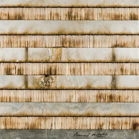 Bernard Aubertin Senza titolo fiammiferi bruciati su alluminio cm. 50x50...