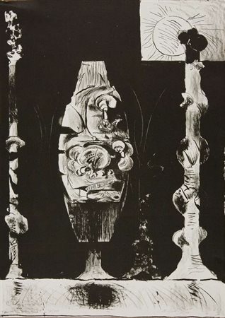 Graham Sutherland Senza titolo litografia,es. 50/100 cm. 70x50 Firma in basso...