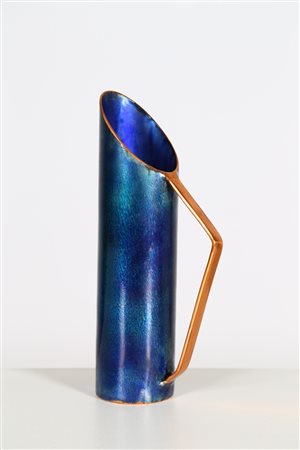 LAURANA Vaso, anni 60. -. Cm 12,00 x 27,50. Rame smaltato