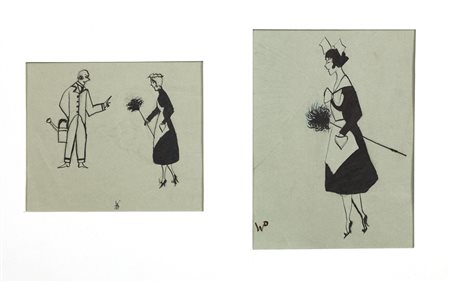 BURGNER DODO DORTE CLARA (1907 - 1998) Lotto composto da n. 2 disegni. La...