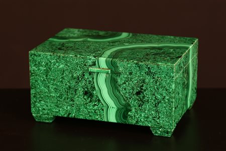 MANIFATTURA ITALIANA Scatola portasigari in malachite, anni 50. -. Cm 24,00 x...