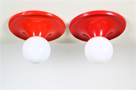 CASTIGLIONI ACHILLE E PIERGIACOMO Coppia di lampade da parete-soffitto, in...