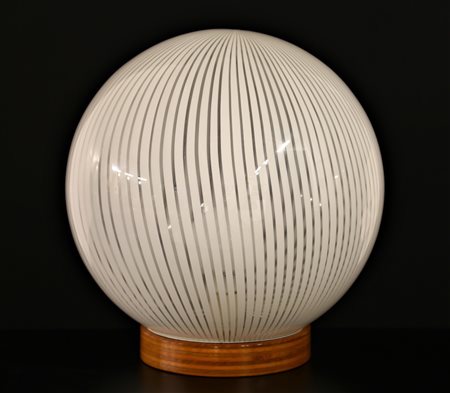VENINI Lampada da tavolo. -. Cm 40,00 x 40,00 x 40,00. Vetro tessuto e legno