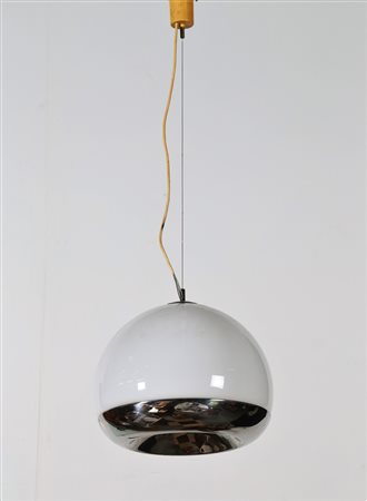 REGGIANI Lampadario. -. Cm 40,00 x 100,00 x 40,00. Vetro e metallo cromato