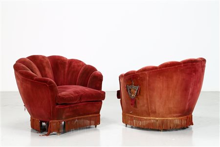 MANIFATTURA ITALIANA Coppia di poltrone anni 40. -. Cm 100,00 x 80,00 x...