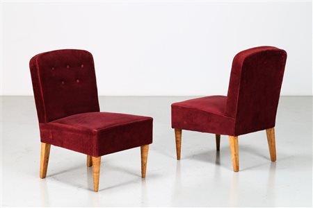 BEGA MELCHIORRE (1898 - 1976) Attrib. Coppia di poltroncine da camera, anni...