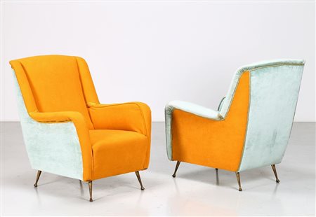 MANIFATTURA ITALIANA Coppia di poltrone anni 50. -. Cm 73,00 x 92,00 x 86,00....