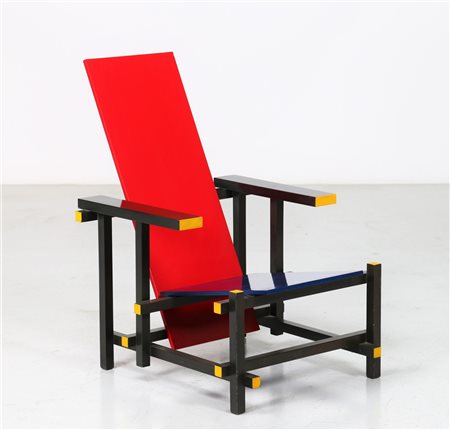 RIETVELD GERRIT THOMAS (1888 - 1964) Poltrona Red and Blue, in legno e...