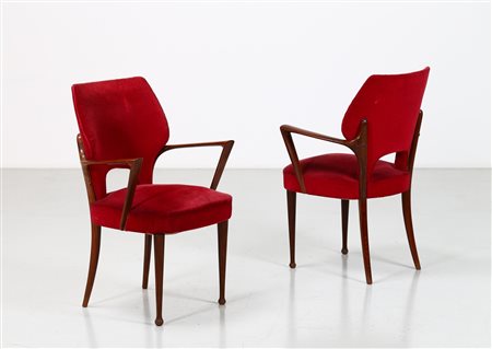 JANNACE & KOVACS Coppia di poltroncine, anni 50. -. Cm 58,00 x 87,00 x 55,00....