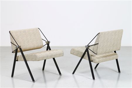 BIEFFEPLAST Coppia poltrone, anni 60. -. Cm 69,00 x 74,00 x 64,00. Alluminio,...