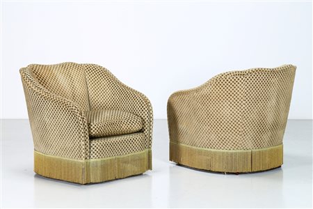 PONTI GIO' (1891 - 1979) Attrib. Coppia poltrone tessuto originale Fede...